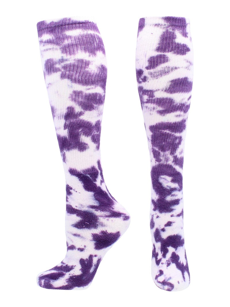 TCK Tie Dye Multisport Tube Socks (Purple/White, Small) - Image 1